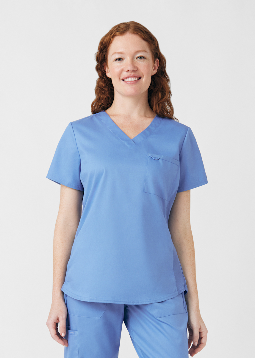 2-Pocket V-Neck Rib Knit Top