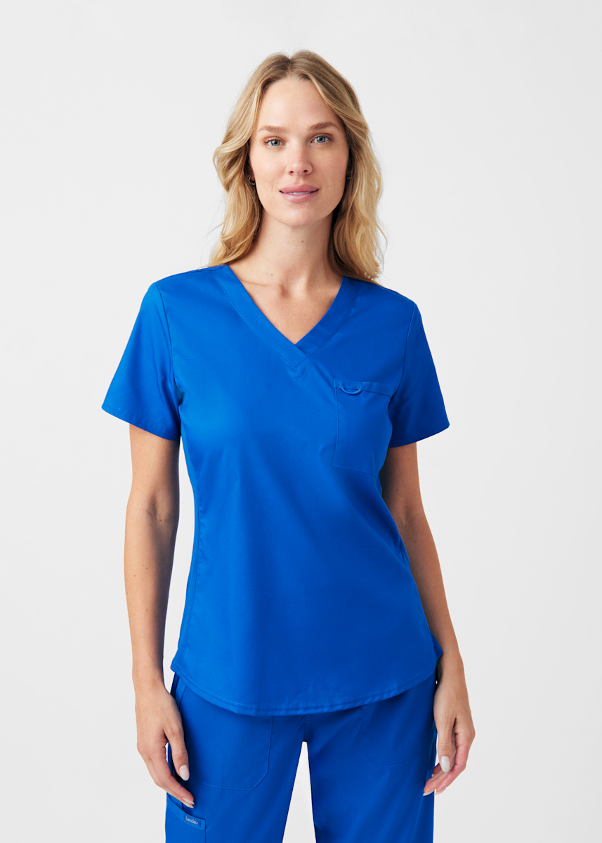 2-Pocket V-Neck Rib Knit Top