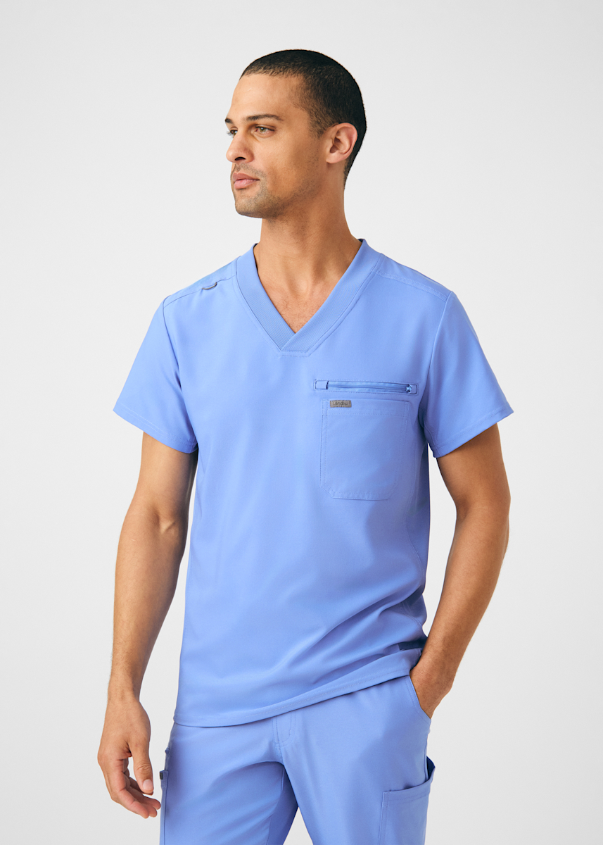 2-Pocket V-Neck Men's Rib Knit Top