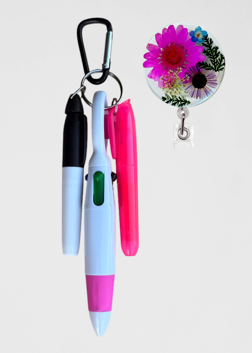 Dried Flower Badge Pen Set