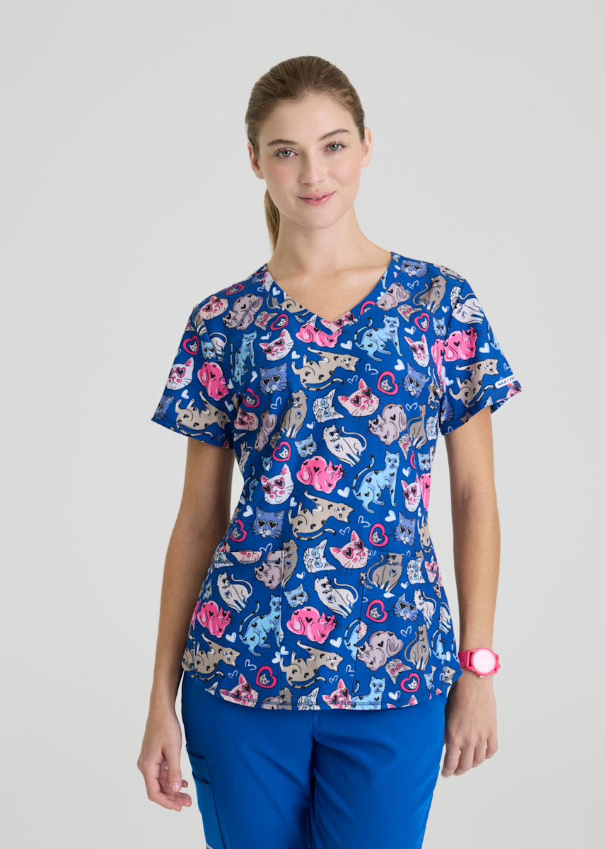 Essence I Love Kitties V-Neck Print Top