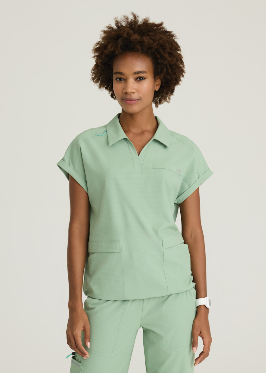 Charlie 3-Pocket Shirt Collar Dolman Sleeve Top