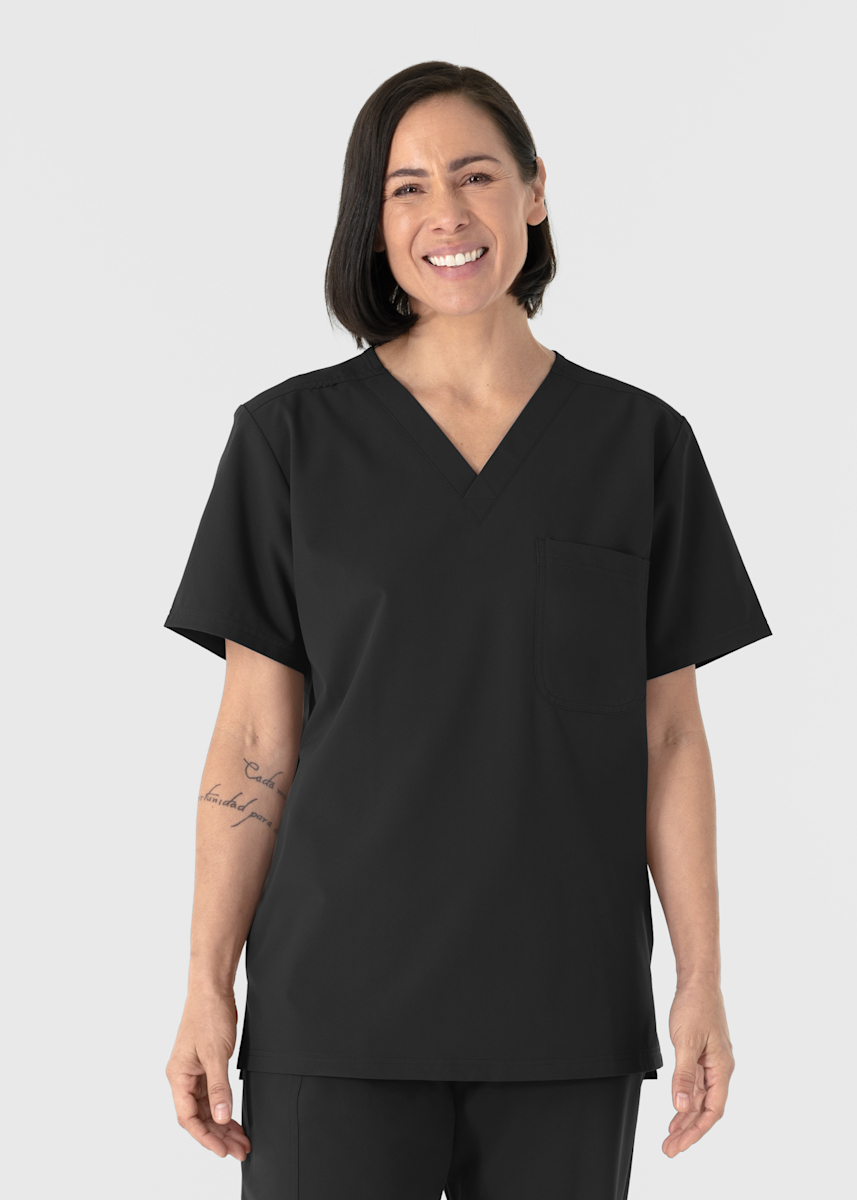 1-Pocket Unisex V-Neck Top
