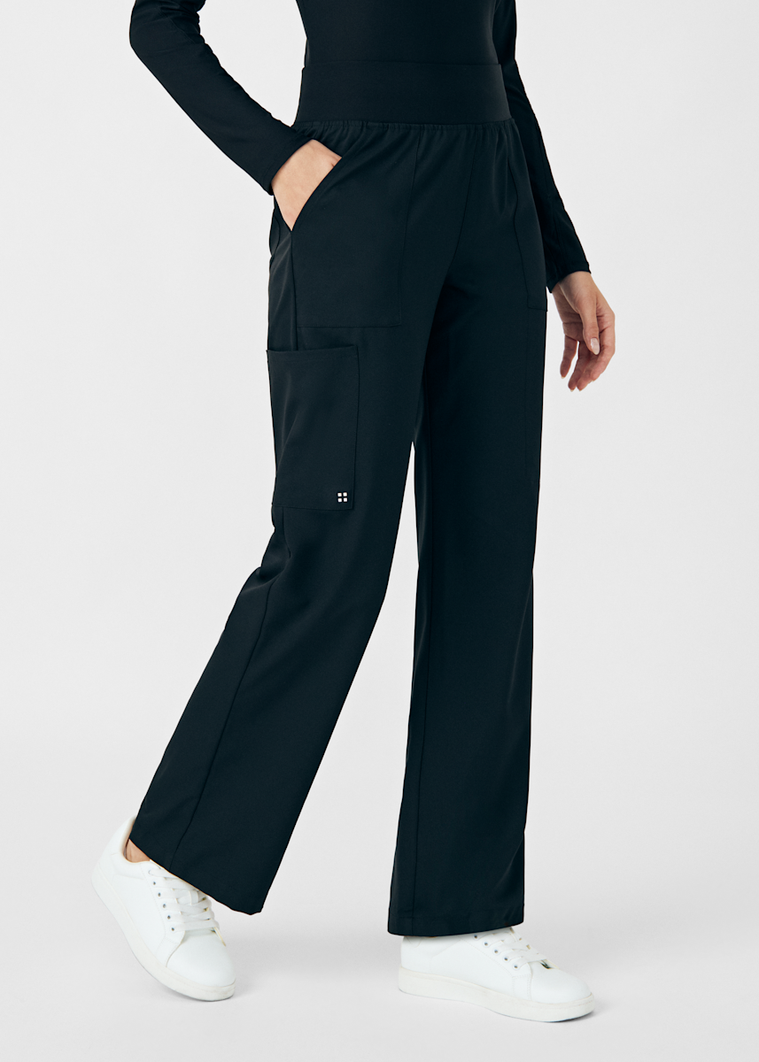 6-Pocket Knit Waistband Wide Leg Cargo Pant