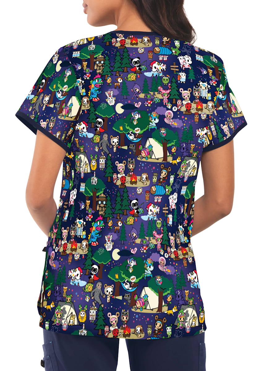 Koi Tokidoki Summer Camp Y-Neck Print Scrub Top | Scrubs & Beyond