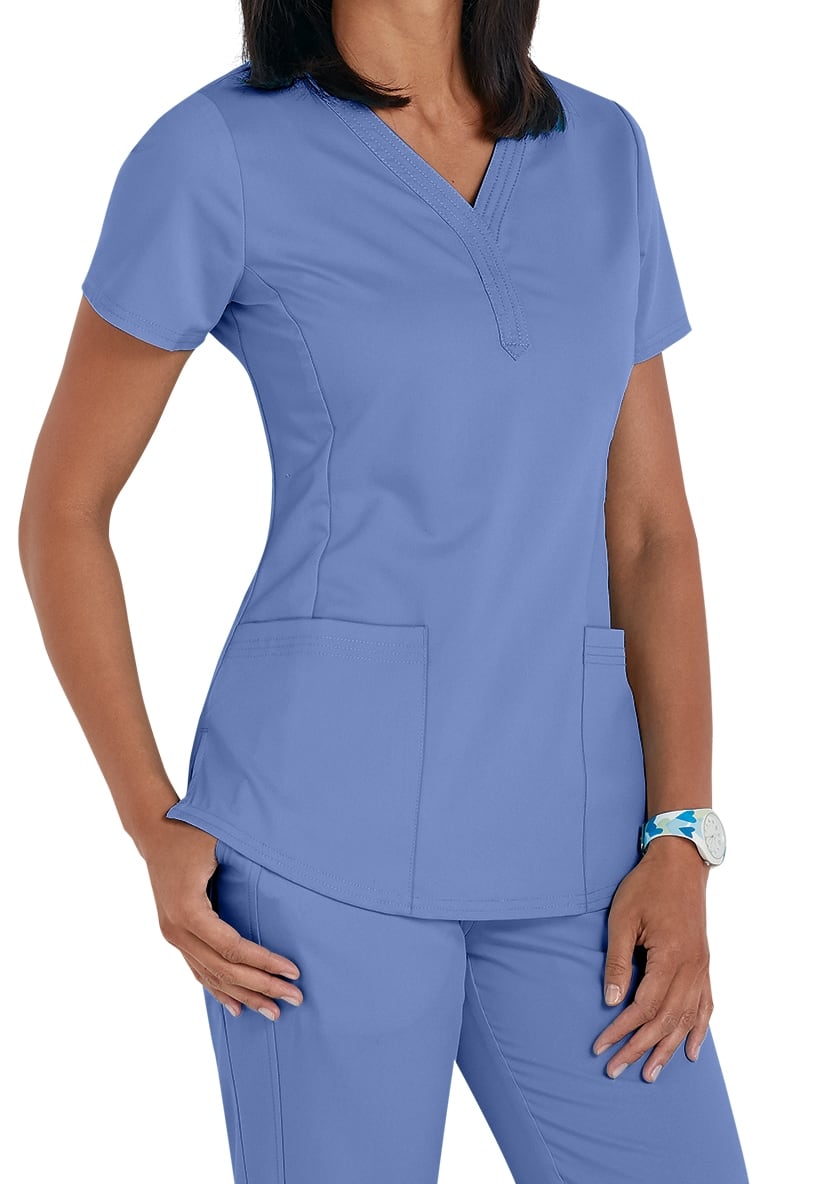 Healing Hands Purple Label Journey Women's 2-Pocket STRETCH Mandarin Collar  Boxy Scrub Top, Fashion Scrubs