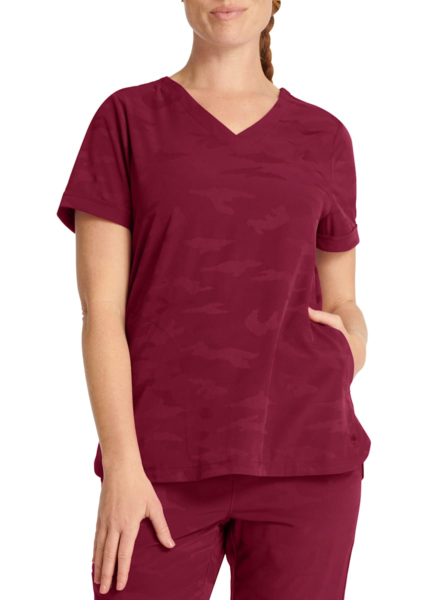 Healing Hands Purple Label Joy Camo Rolled Sleeve VNeck Scrub Top Scrubs & Beyond Scrubs