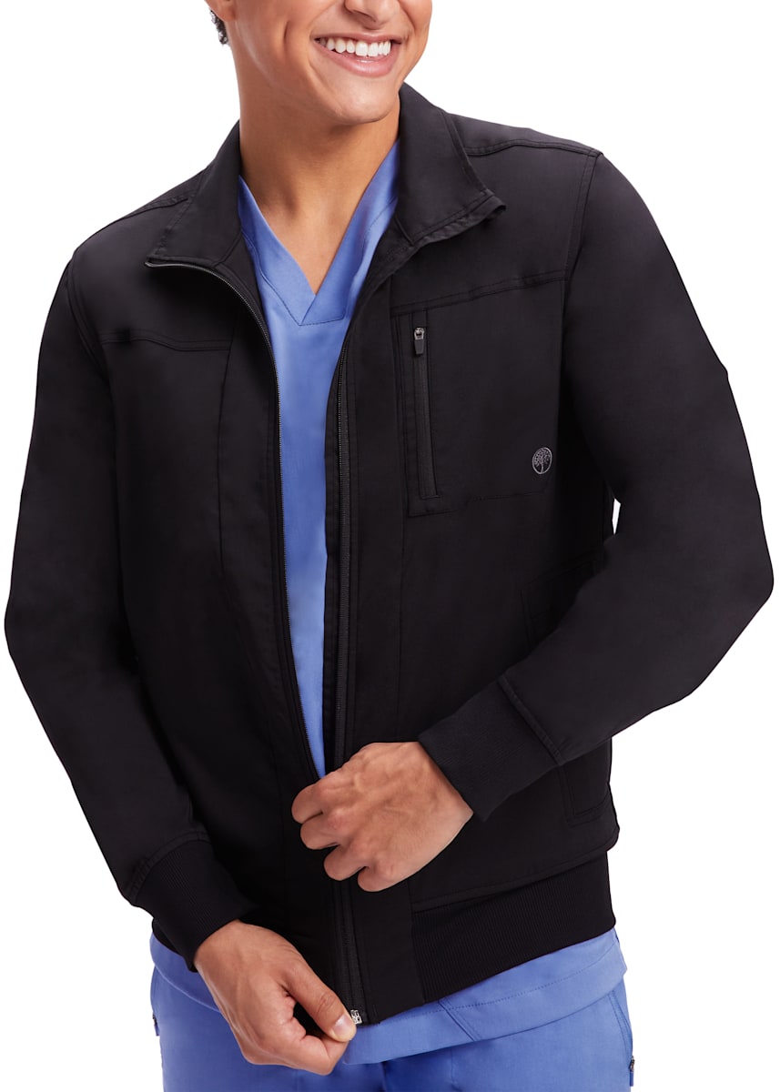 Purple Label by Healing Hands Men's Jonathan Bomber Solid Scrub Jacket