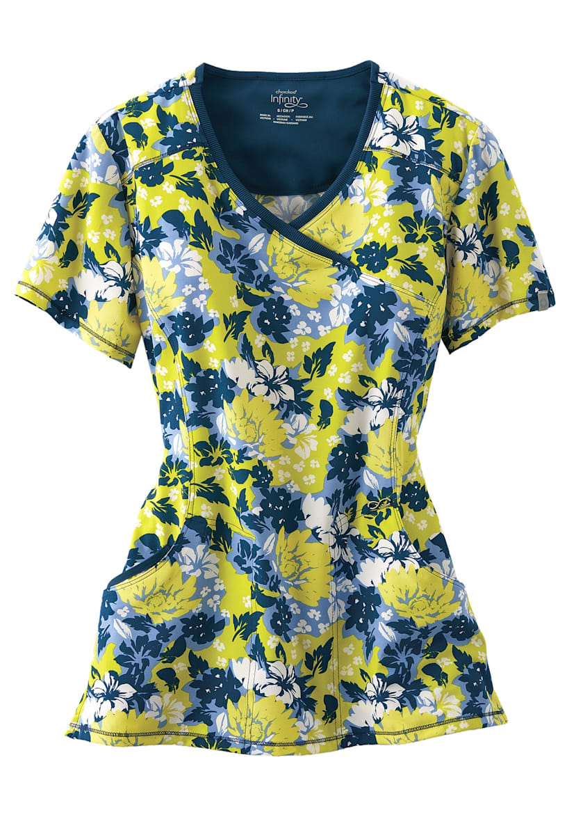 Infinity By Cherokee Just Go Floral It Print Scrub Tops With Certainty ...