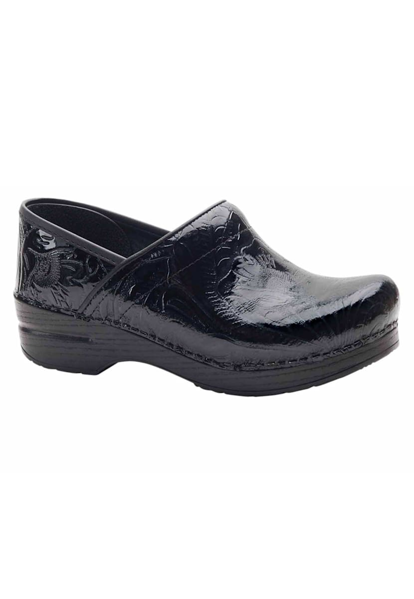 Dansko black tooled leather clogs store