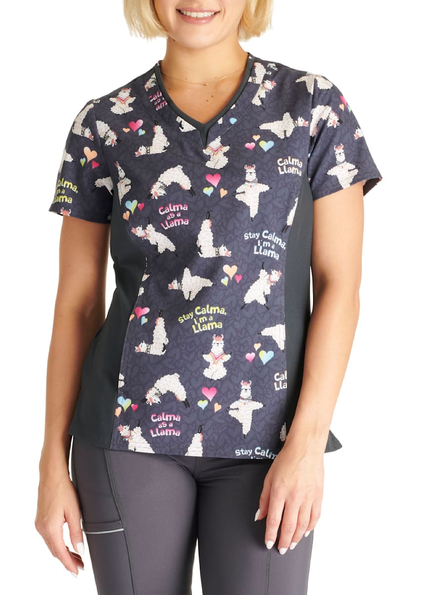 Calma Llama V Neck Print Top