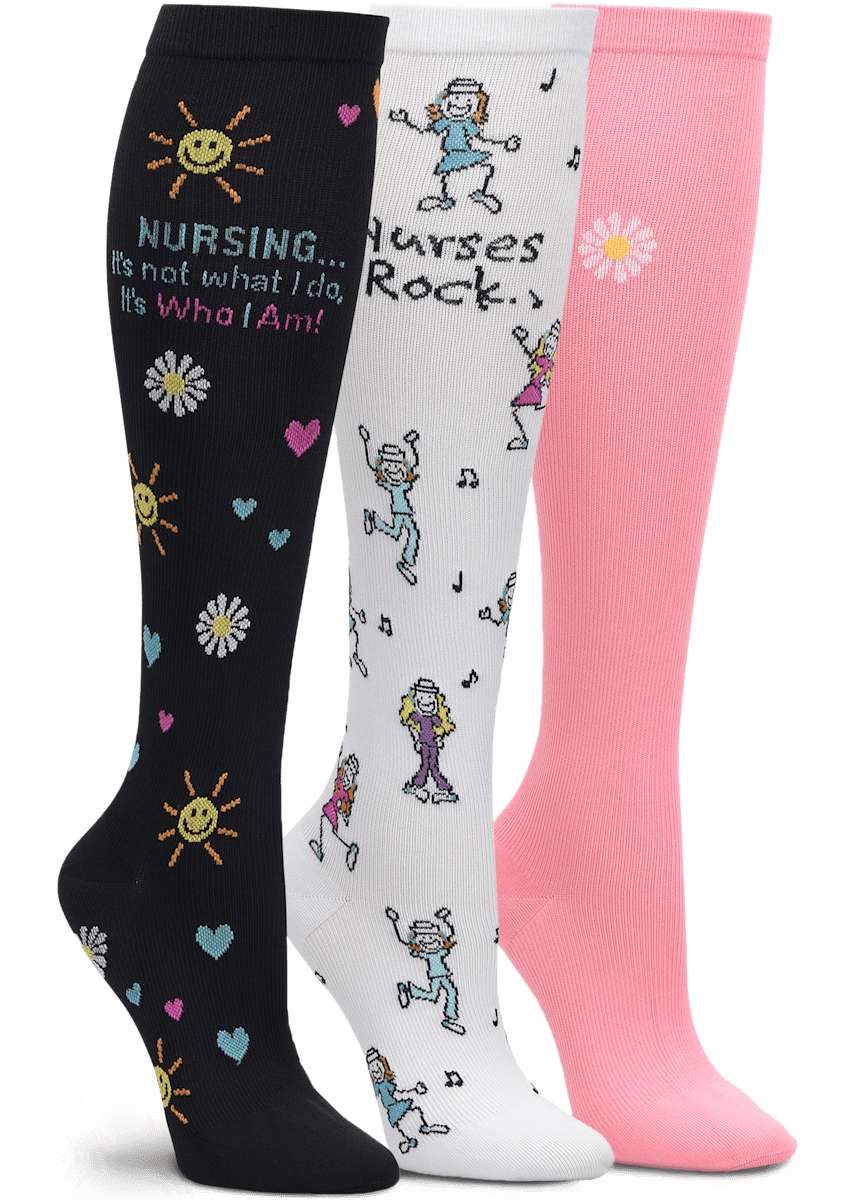 Nurse Mates Nurses Rock 3 Pack Compression Sock Scrubs & Beyond