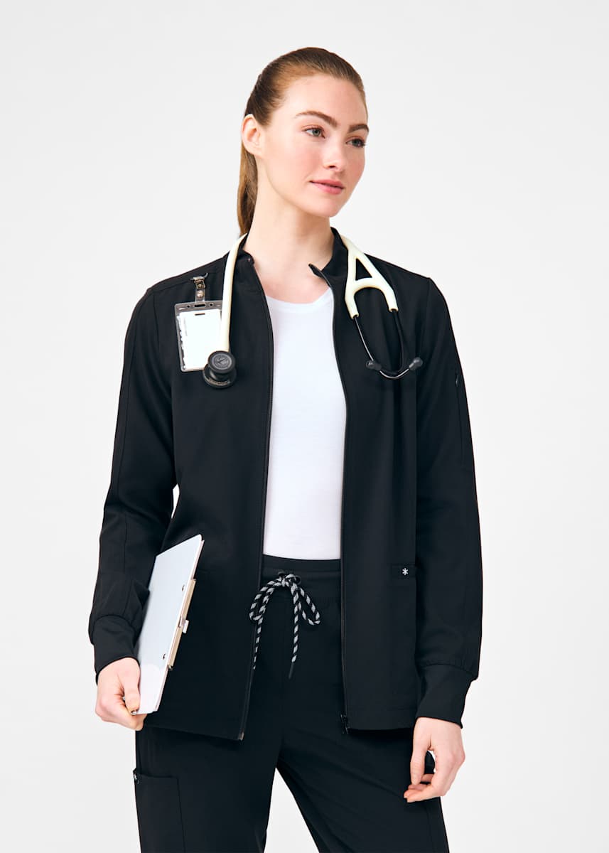 Pride 3-Pocket Zip-Front Mock Neck Scrub Jacket | Scrubs & Beyond