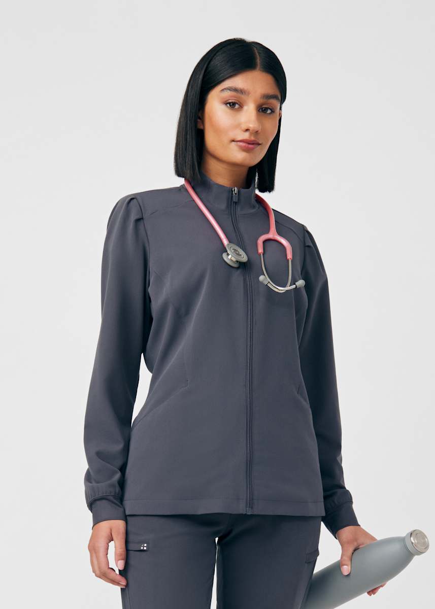 2Pocket Mock Neck Zip Jacket Scrubs & Beyond