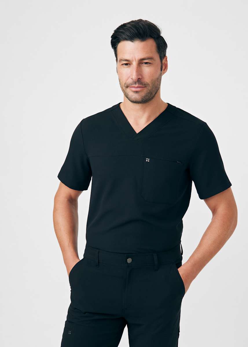 Cherokee Men And Women Scrub Set Tuckable V-Neck Top, WW625 With Tapered Leg Drawstring Pant, WW020, Caribbean Blue, M Top / M Pant - View #5