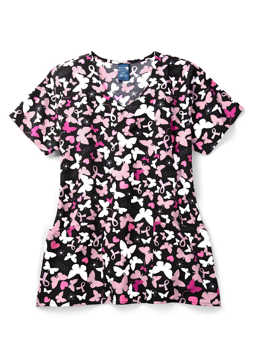 Pink Flight V-Neck Print Top | Scrubs & Beyond