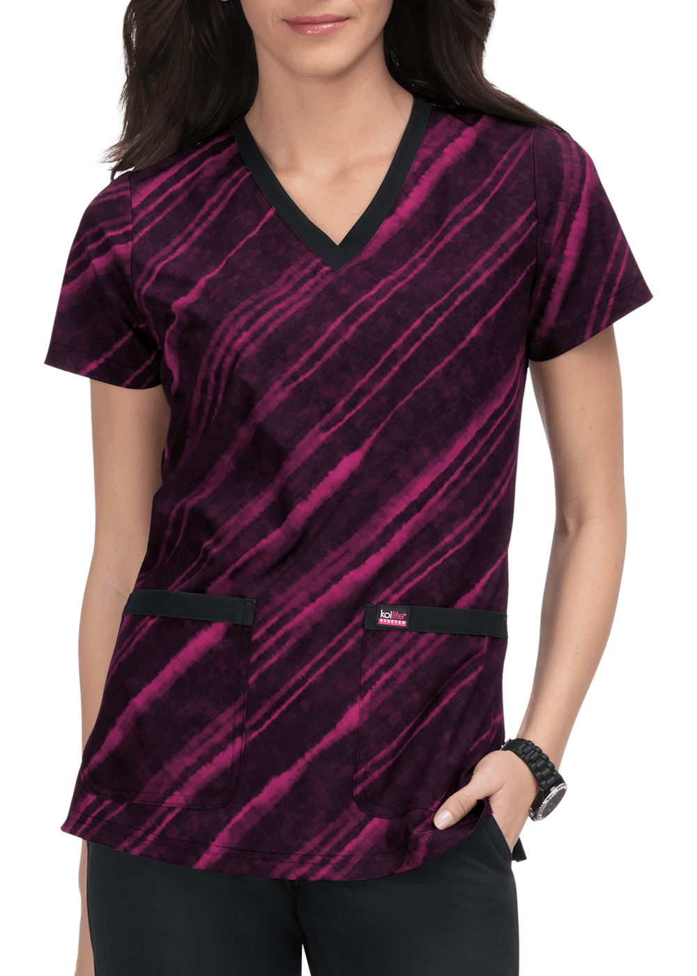 Koi Lite Stretch In Motion Print 2 Pocket V Neck Scrub Top Scrubs Beyond Scrubs Beyond