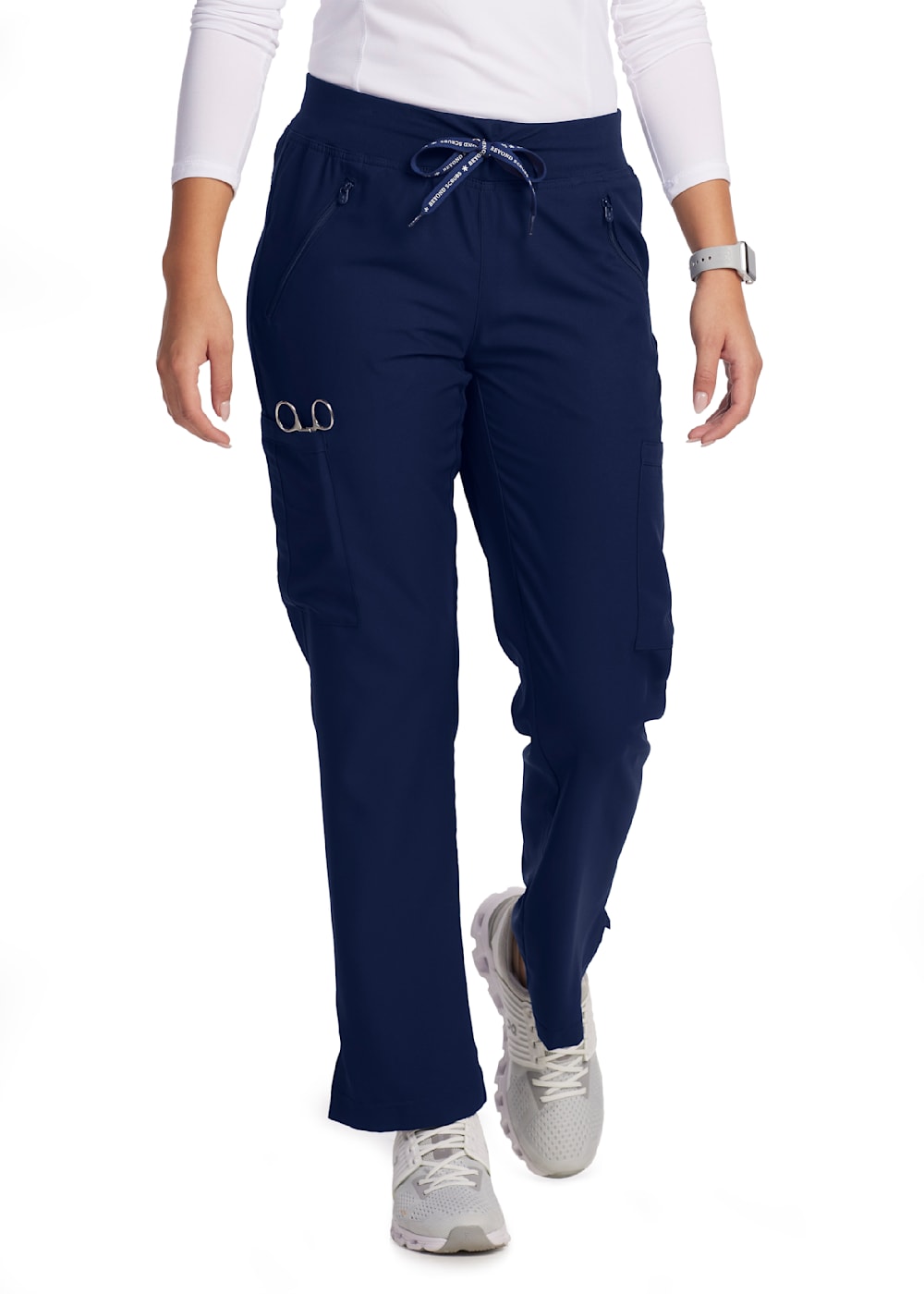 Beyond Scrubs 4 Pocket Jersey Knit Waistband Zipper Cargo Scrub Pants