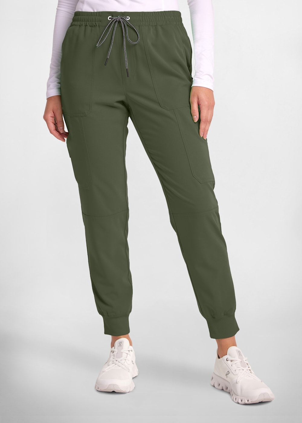 Good Vibe 7 Pocket Elastic Waistband Cargo Jogger Scrubs Beyond