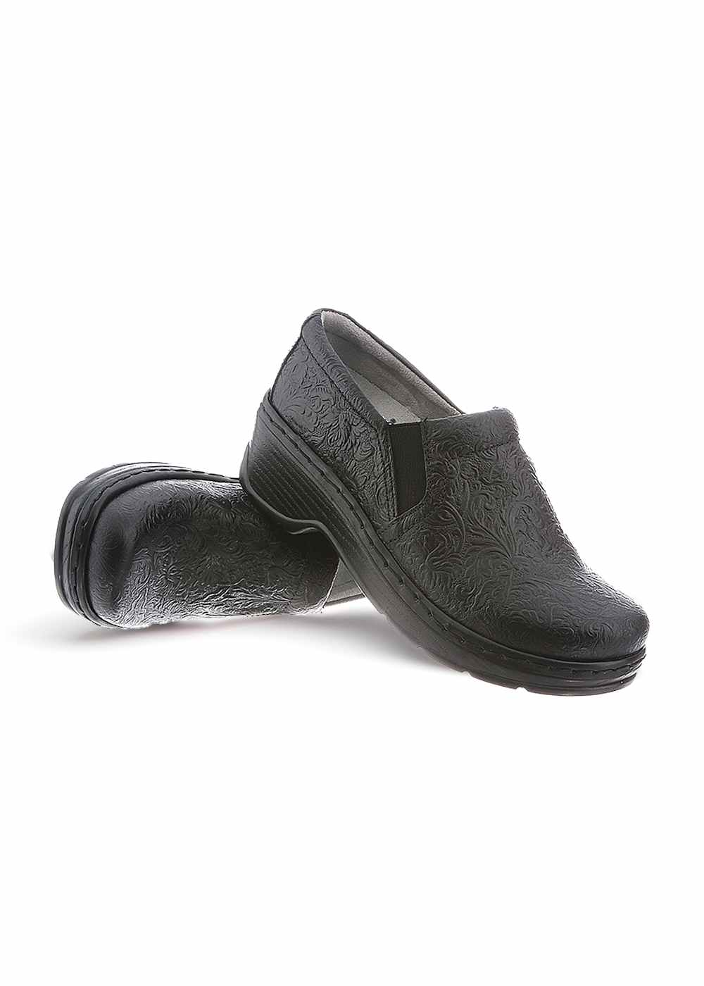 Naples Women s Slip Resistant Black Tooled Nursing Clogs