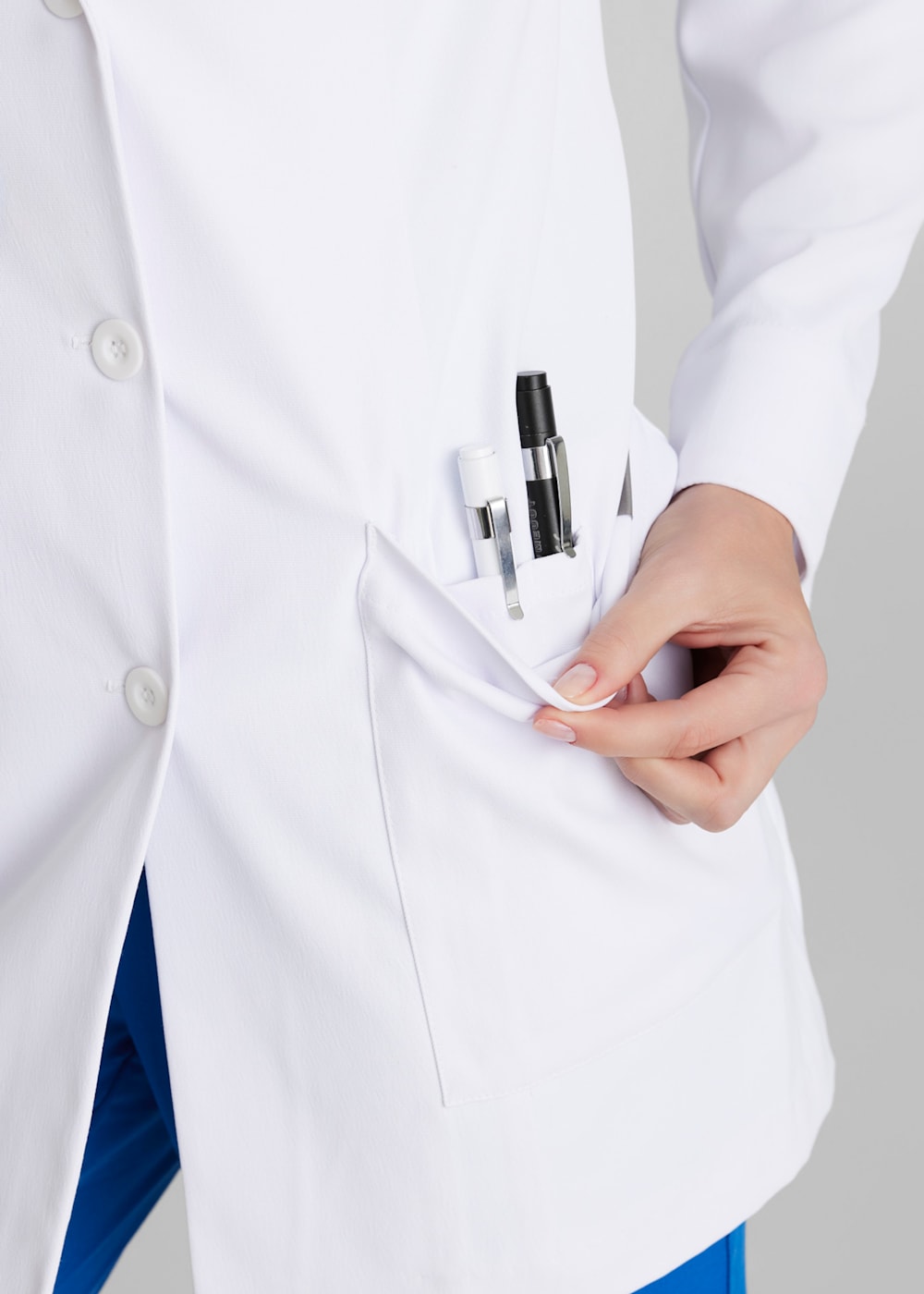 Side button lab coat shop