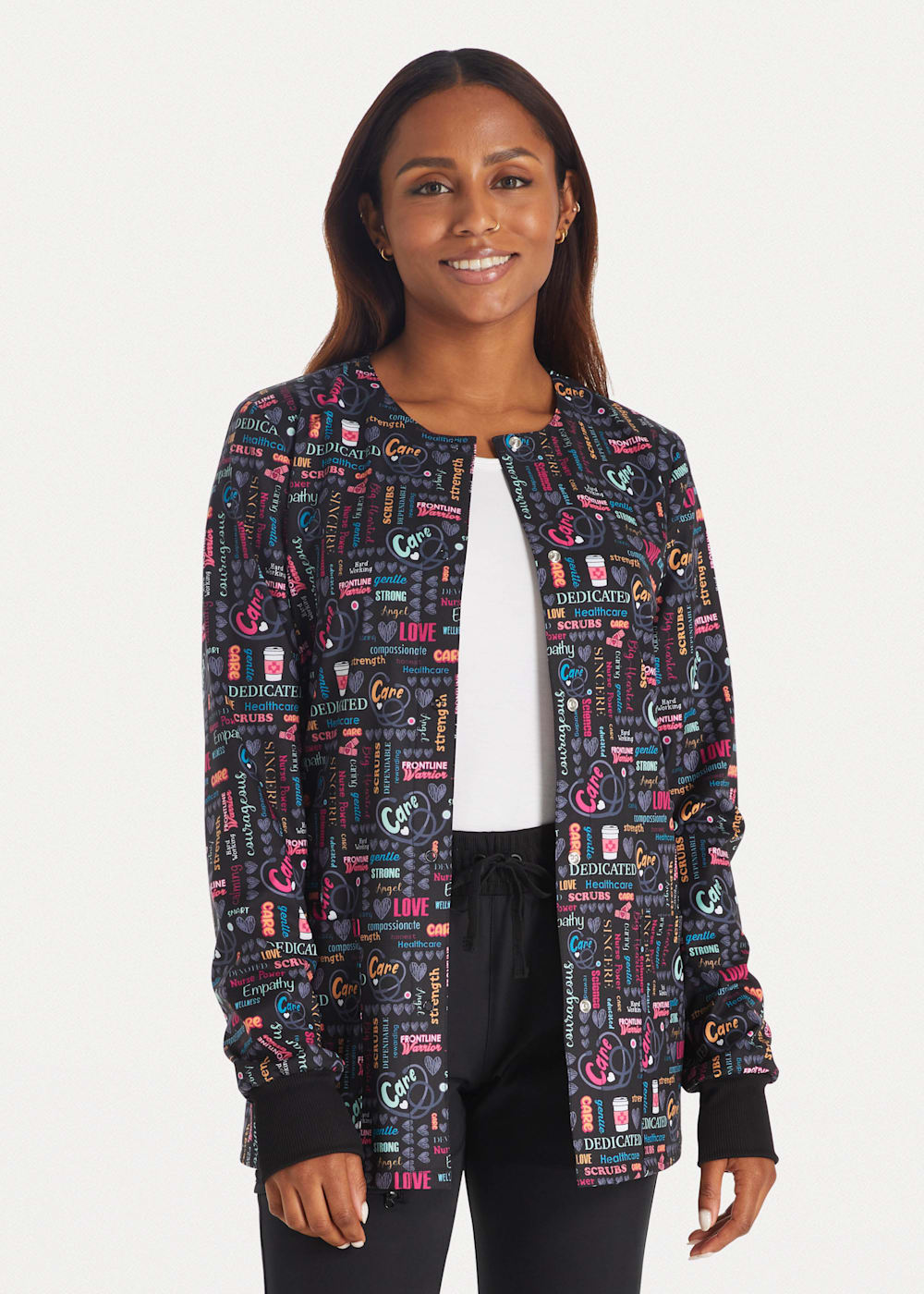 Cherokee print scrub jackets deals