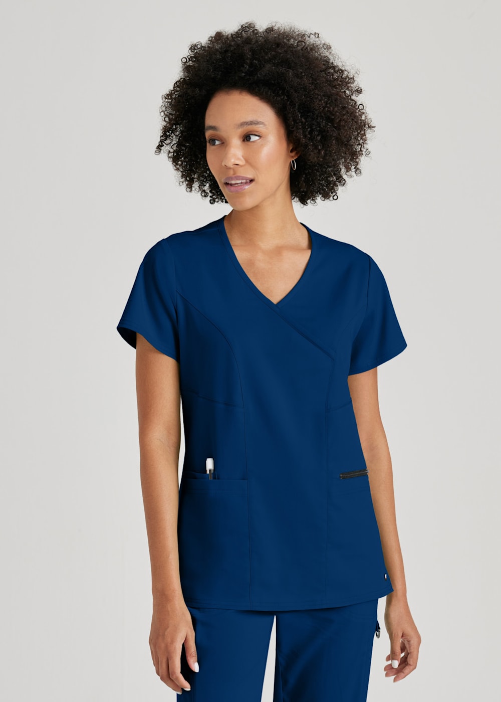 Grey s Anatomy Spandex Stretch Surplice 3 Pocket Scrub Tops Scrubs Beyond