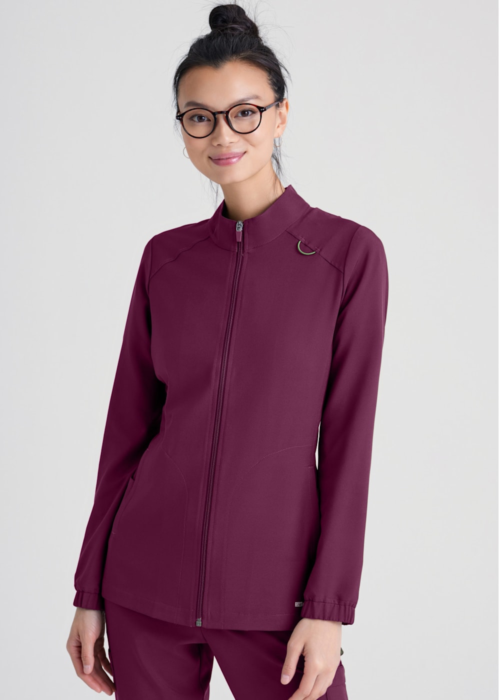 Grey s Anatomy Evolve GSSW886 Collared Scrub Jacket Wine L