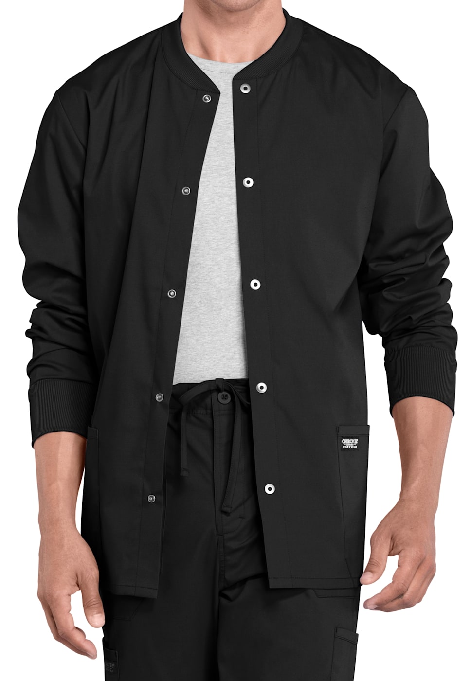 Snap front warm up jacket deals