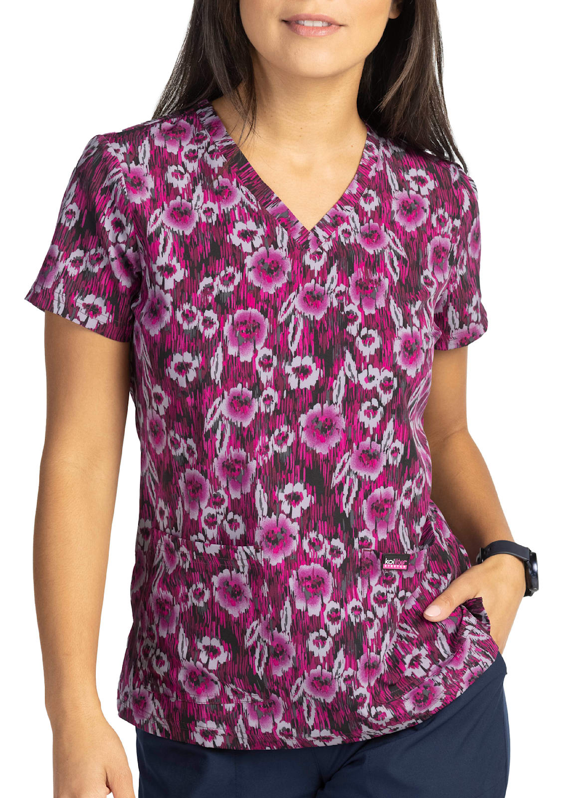  Print Scrub Tops Women Solid Color Scrubs Soft Stretch