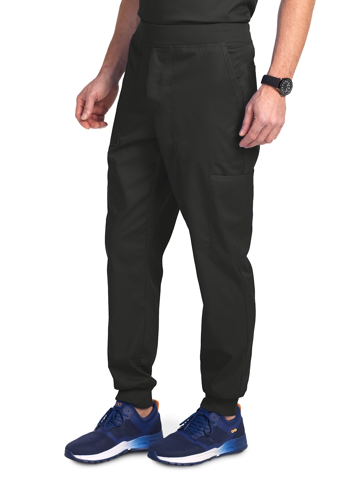 Mens Black Cargo Joggers With Multi Pockets And Elastic Waistband