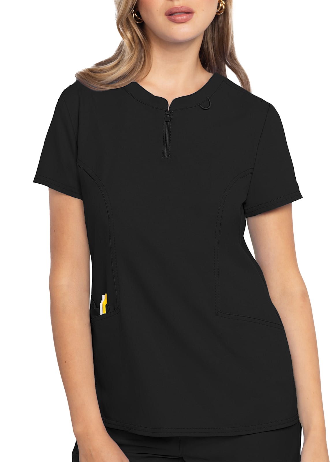  Med Couture Touch Women's Chest Pocket Tuck in Top, Black,  X-Small: Clothing, Shoes & Jewelry