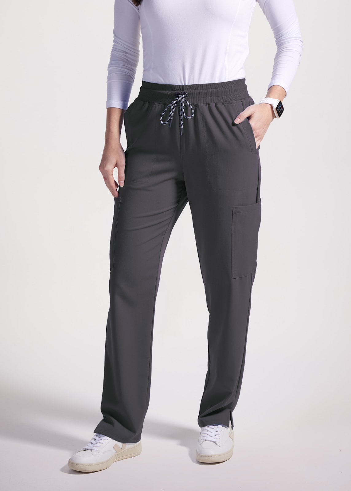 Womens 6 Pocket Solid Joggers Pants