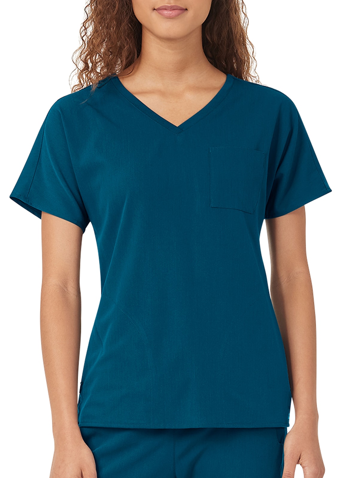 4 Pocket V-Neck Scrub Top with Perforated Panel
