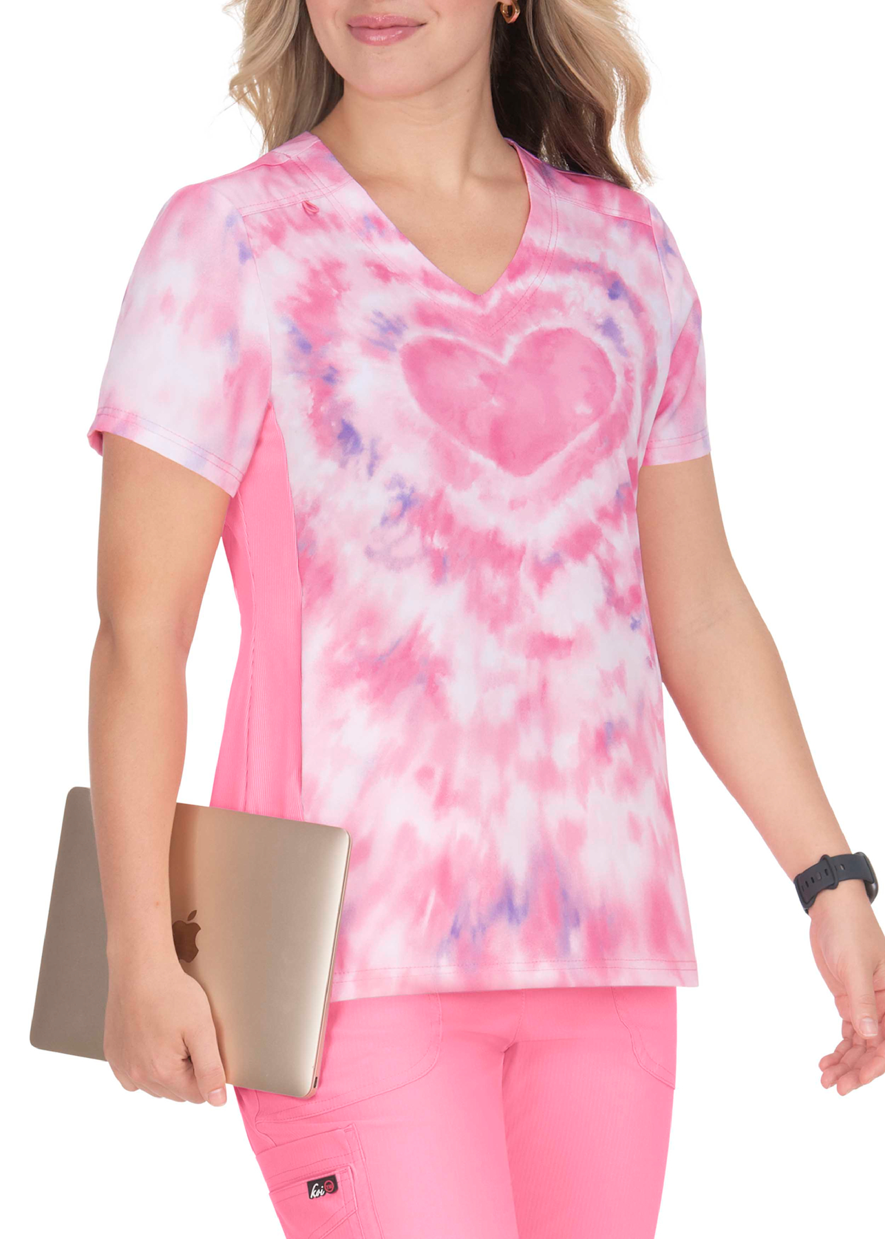 Reform Tie Dye Hearts V-Neck Print Top | Scrubs & Beyond
