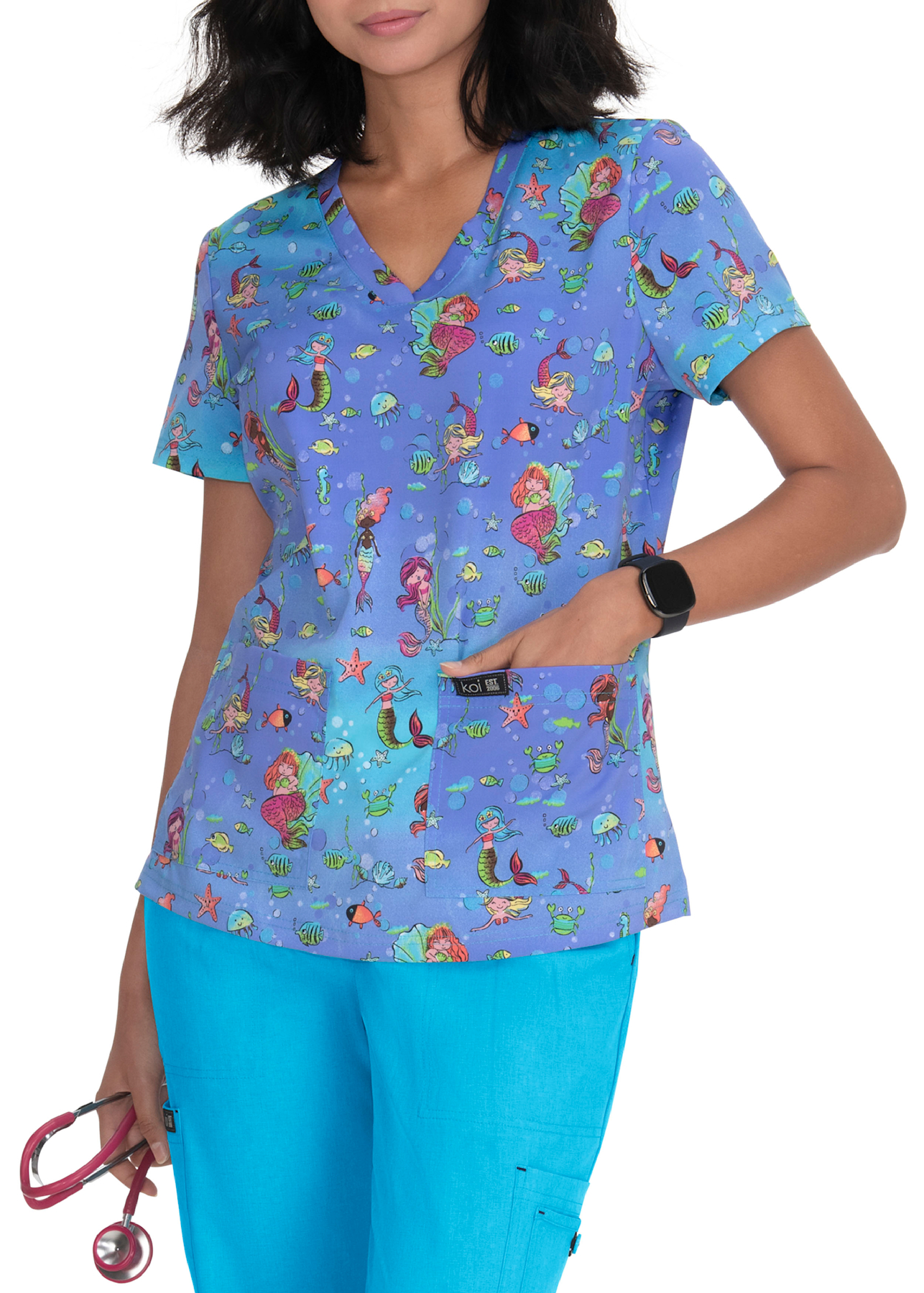 Mermaid scrub top hot sale