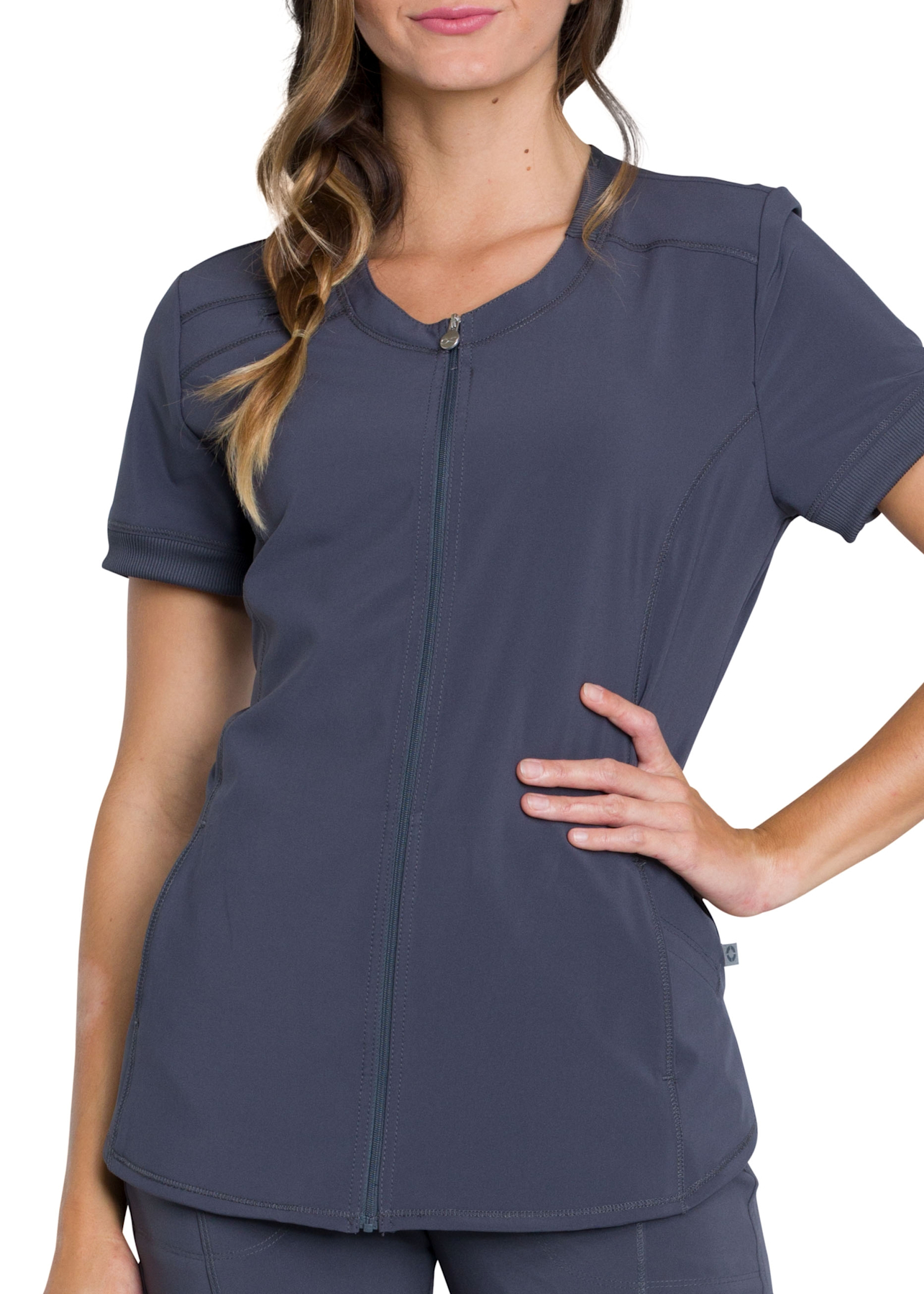 Infinity By Cherokee Zip Front V-Neck Scrub Top | Scrubs