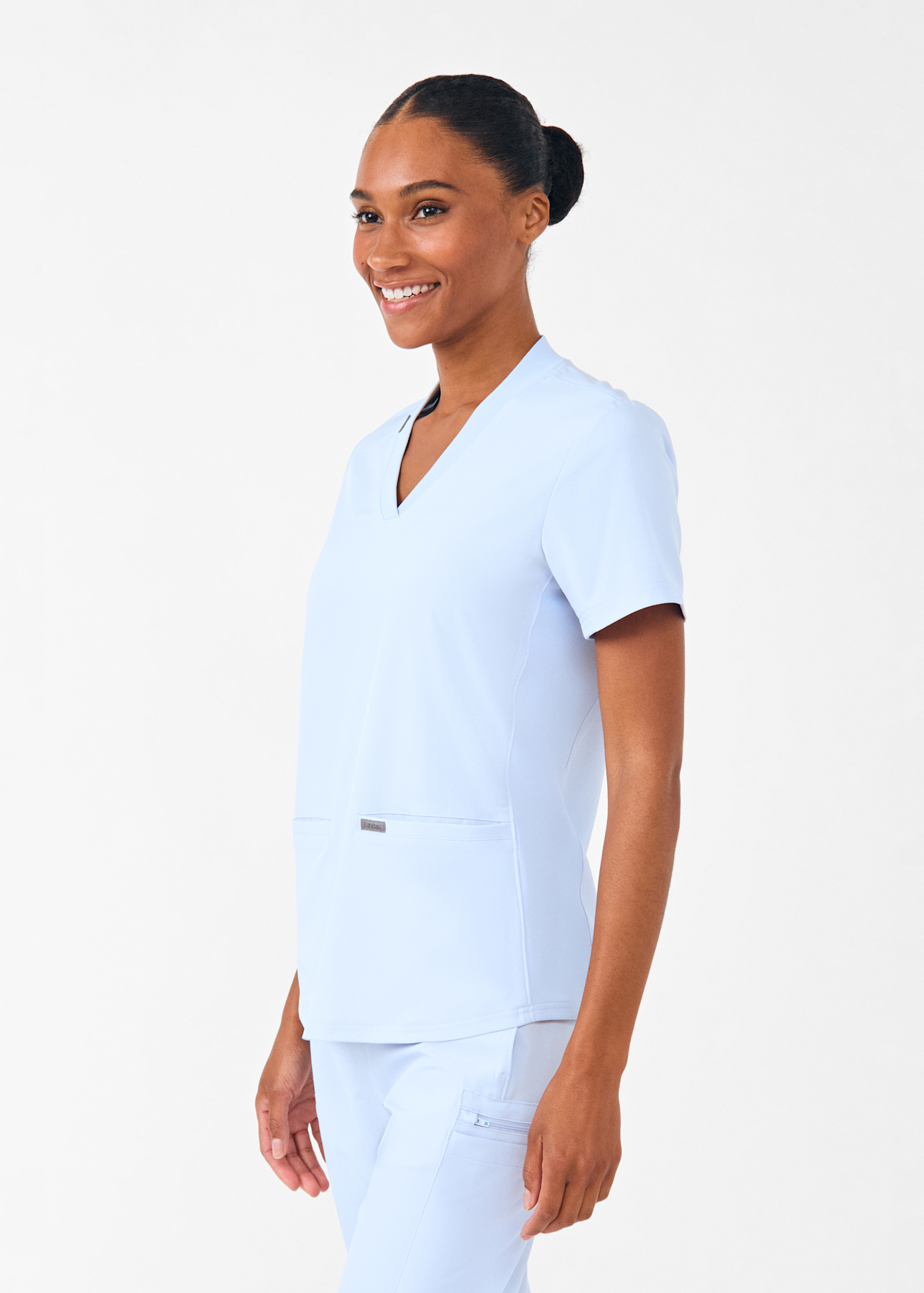 3-Pocket V-Neck Rib Knit Top | Scrubs & Beyond