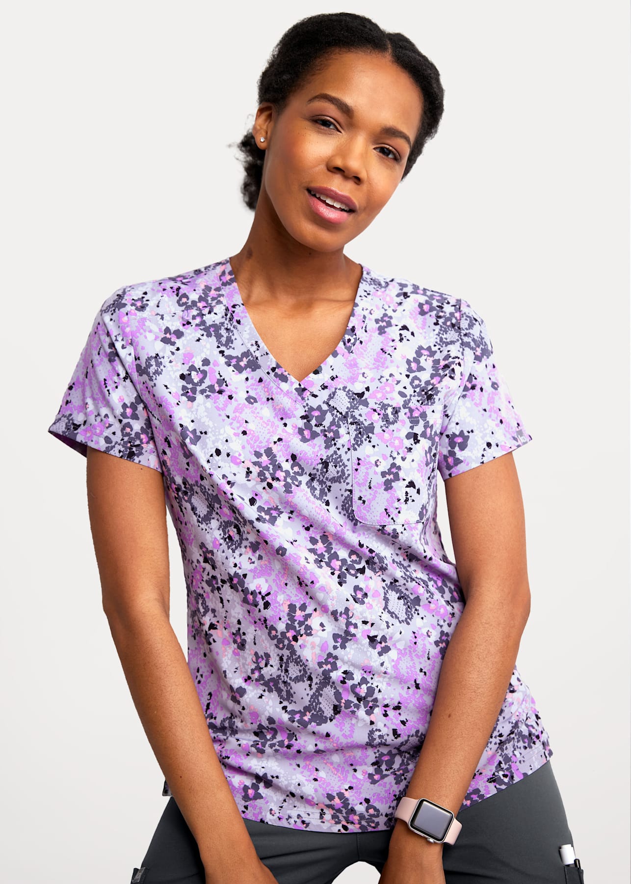 Gaia Summer Scale V Neck Print Scrub Top Scrubs And Beyond 