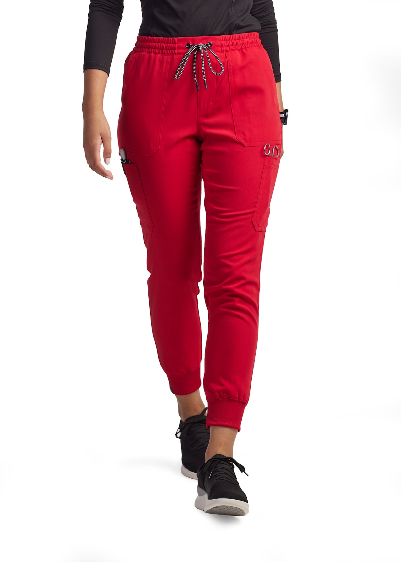 Red Cheer 8-Pocket Elastic Waistband Cargo Jogger | Scrubs & Beyond