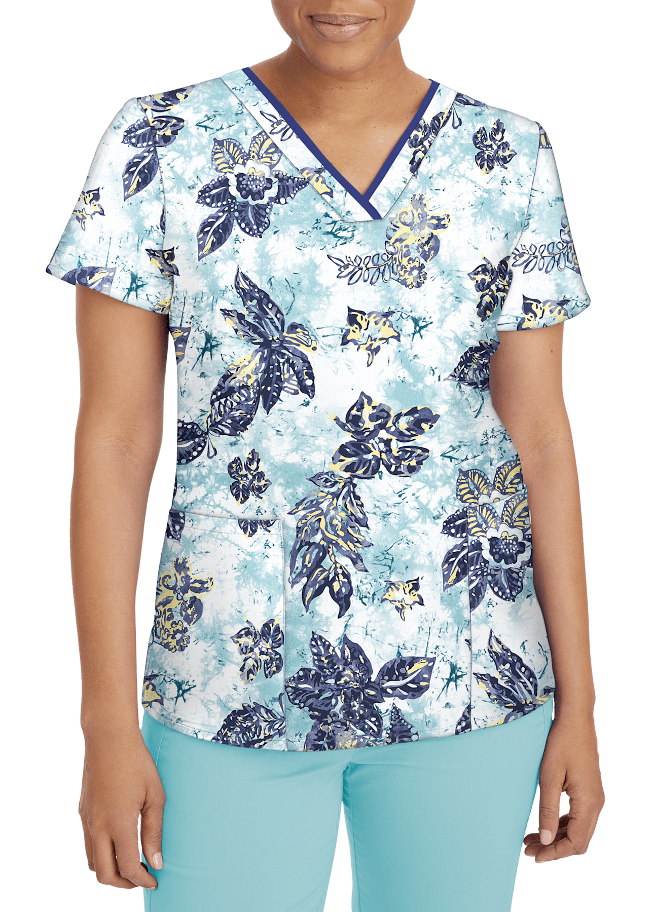 Healing Hands Purple Label Tropical Tide Print VNeck Scrub Top Scrubs