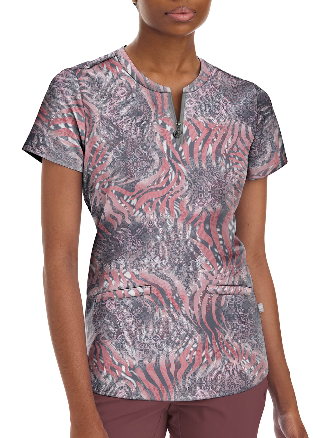 Healing Hands Purple Label Ivy Hidden Safari Print Top Scrubs