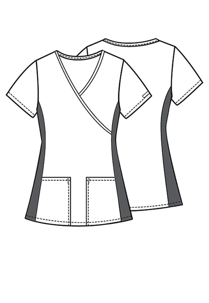 Cherokee Flexibles Jungle Geo Mock Wrap Print Scrub Tops Scrubs