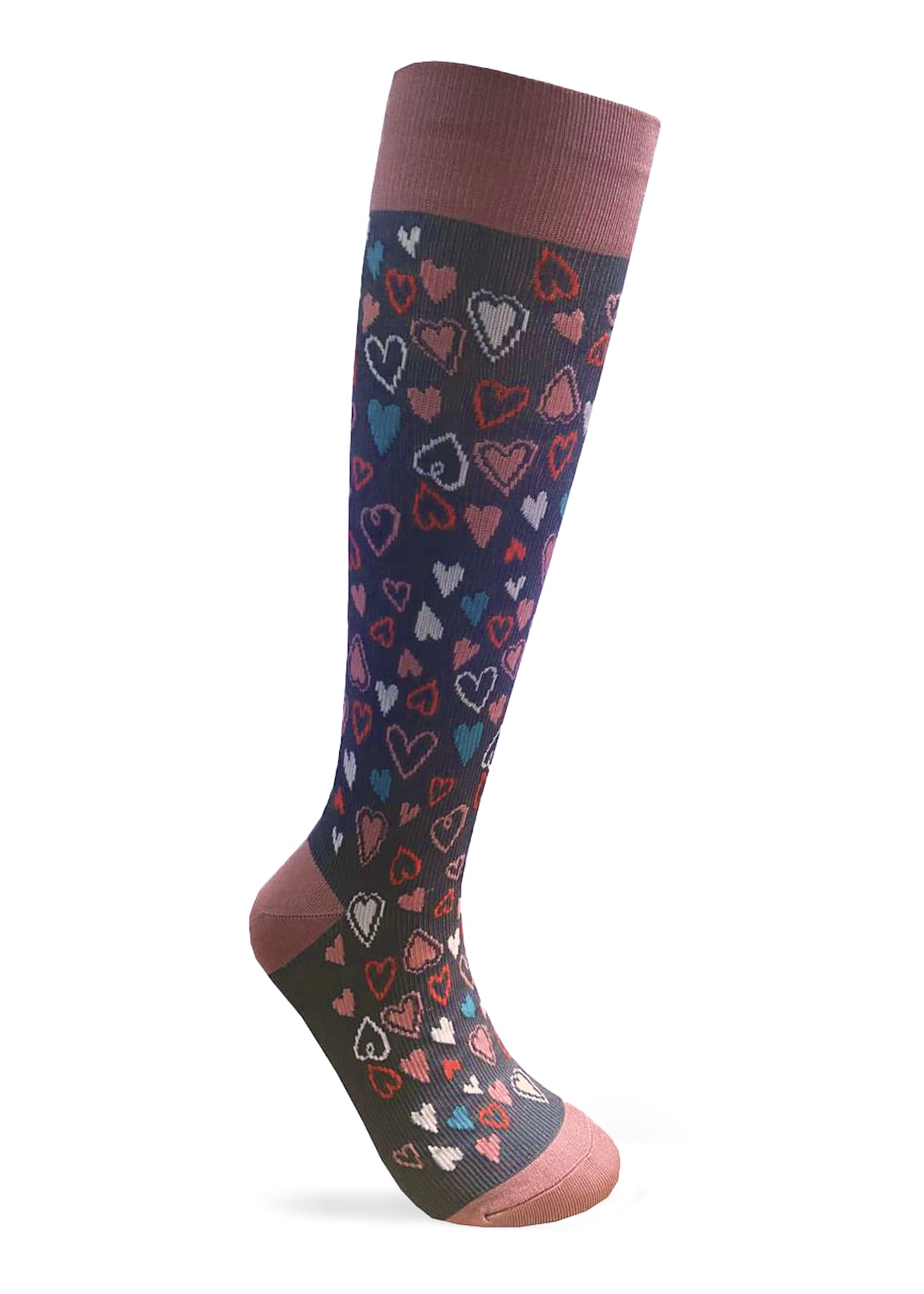 Grey Hearts Print Compression Socks | Scrubs & Beyond