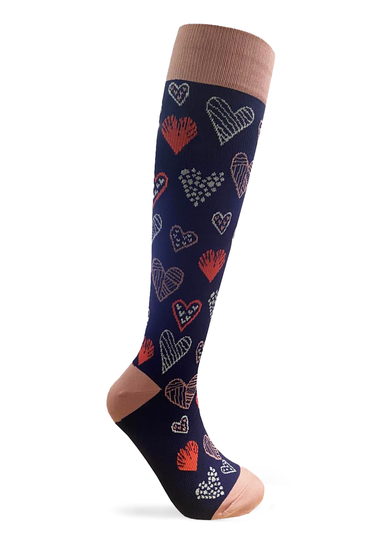 All Over Hearts Print Compression Socks | Scrubs & Beyond