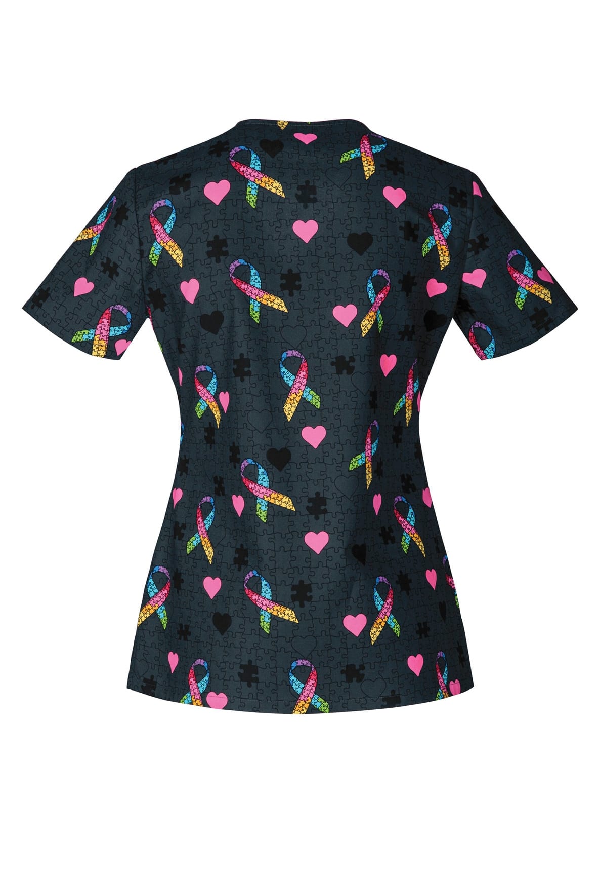 Cherokee Autism Awareness Print Scrub Tops Scrubs & Beyond Scrubs & Beyond