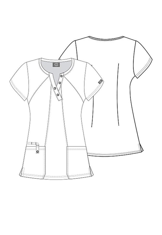 Dickies Xtreme Stretch Asymmetrical Notch Neck Scrub Tops Scrubs