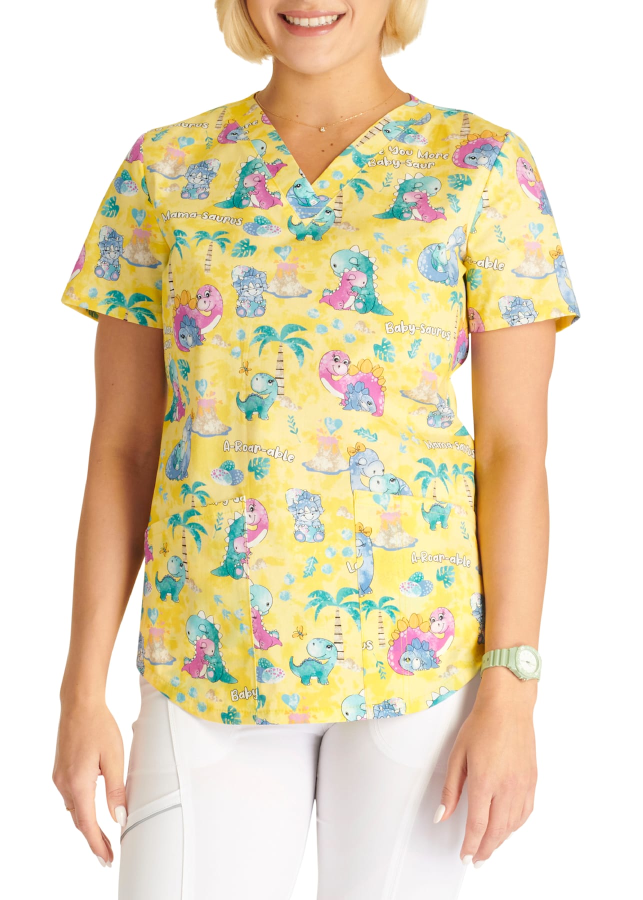 Babysaur Love VNeck Print Top Scrubs & Beyond