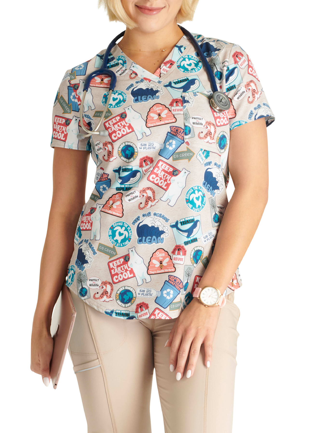 Care For The Cause VNeck Tuckable Print Top Scrubs & Beyond