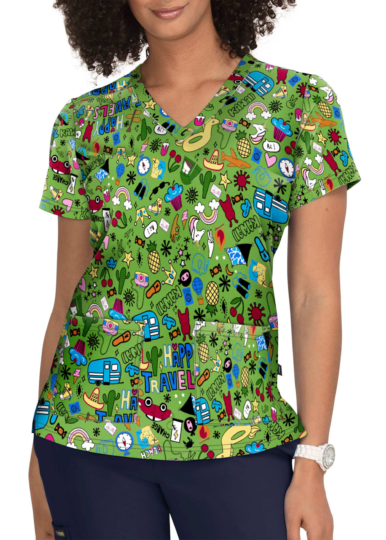 Happy Trail VNeck Print Top Scrubs & Beyond